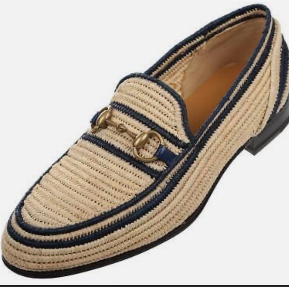 Gucci Men Natural Beige Raffia Horsebit Casual Loafer - Picture 10 of 11